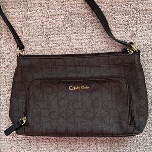 Calvin Klein Dark Brown Monogram Crossbody Bag